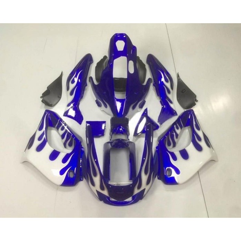 Yamaha YZF1000R (1996-2007) Blue, White Flames Fairings Clear Windscreen: Free Bolt Kit: No