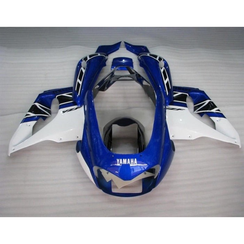 Yamaha YZF1000R (1996-2007) Blue, White Stripe Fairings Clear Windscreen: Free Bolt Kit: No