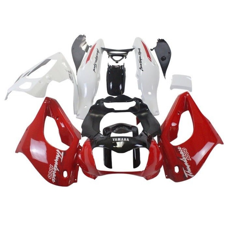 Yamaha YZF1000R (1996-2007) Red, White, Black Gloss Fairings Clear Windscreen: Free Bolt Kit: No