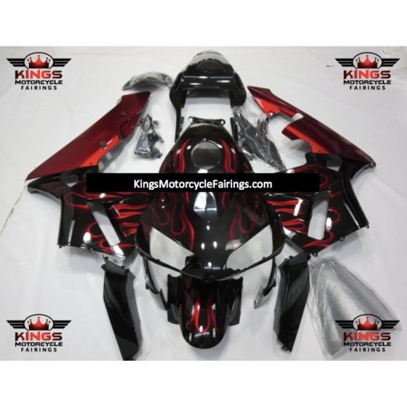 Honda CBR600RR (2003-2004) Black & Red Flame Fairings No Seat Cowl No Bolt Kit No Tank