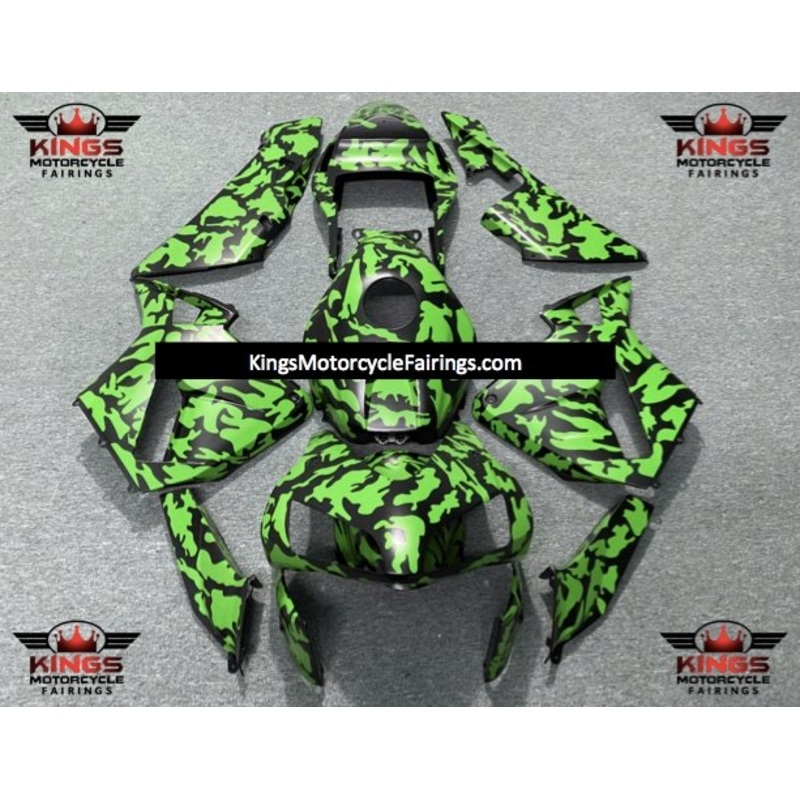 Honda CBR600RR (2003-2004) Green & Black Camouflage Fairings No Seat Cowl No Bolt Kit No Tank