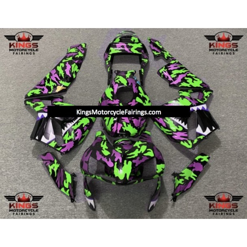 Honda CBR600RR (2003-2004) Purple, Black & Green Camouflage Shark Fairings No Seat Cowl No Bolt Kit No Tank