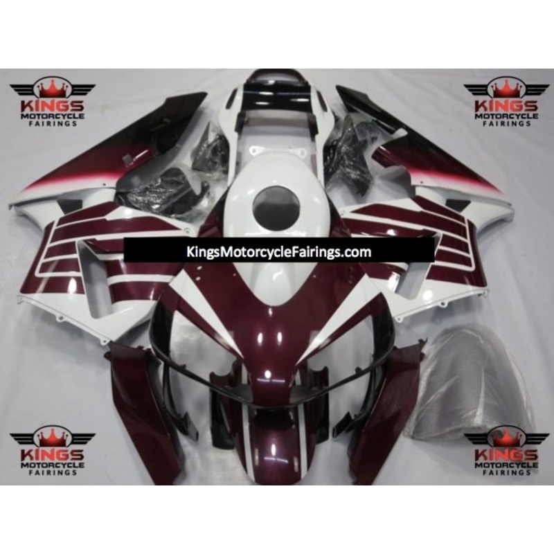 Honda CBR600RR (2003-2004) Purple, White, Black & Red Wine Striped Wings Fairings No Seat Cowl No Bolt Kit No Tank