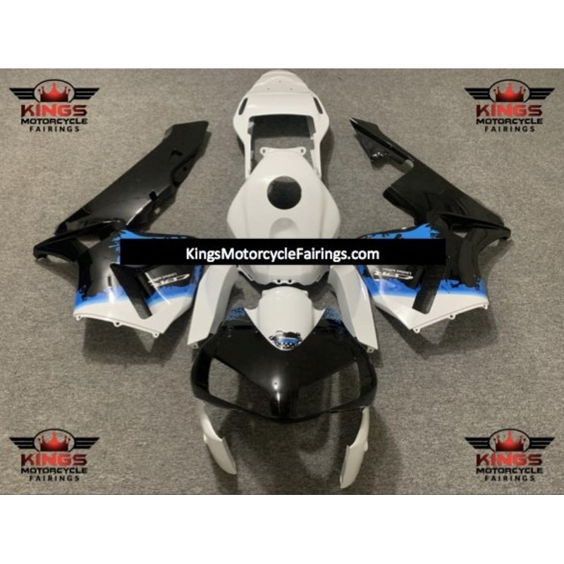 Honda CBR600RR (2003-2004) White, Black & Blue Paint Splatter Fairings No Seat Cowl No Bolt Kit No Tank
