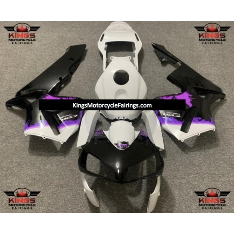 Honda CBR600RR (2003-2004) White, Black & Purple Splatter Fairings No Seat Cowl No Bolt Kit No Tank