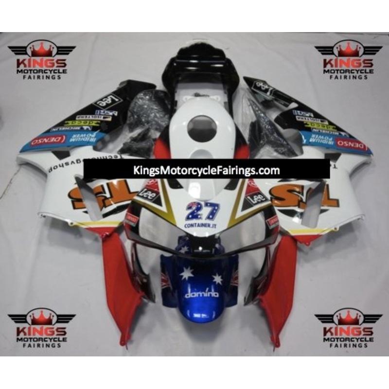 Honda CBR600RR (2003-2004) White, Black, Red & Blue TS Fairings No Seat Cowl No Bolt Kit No Tank