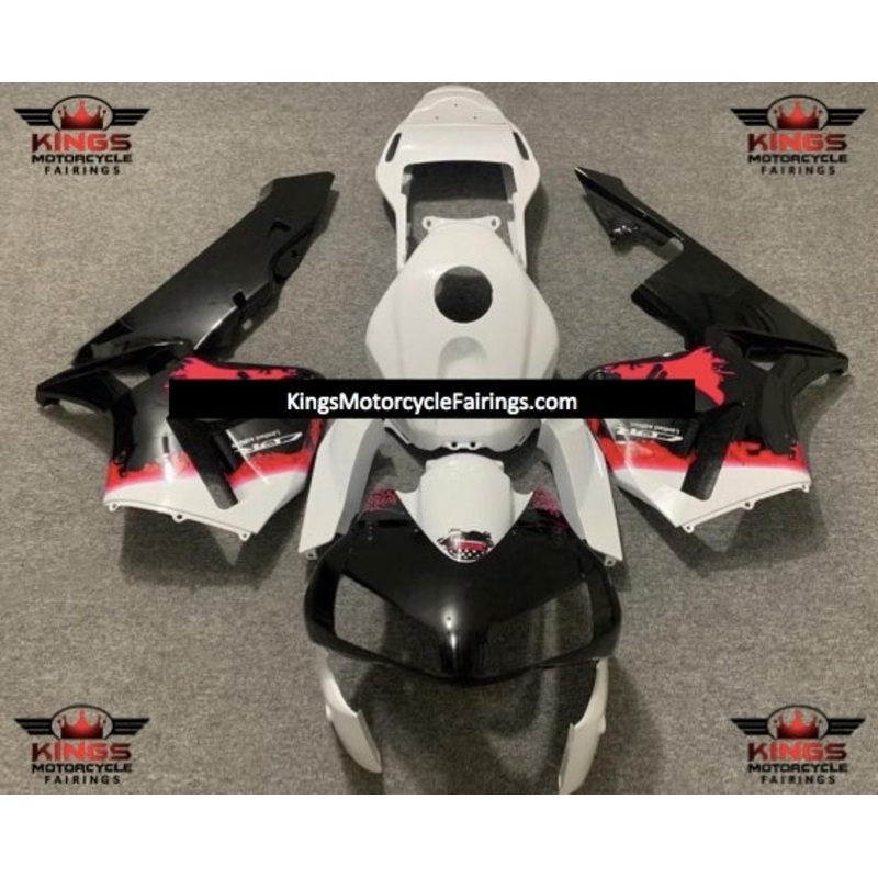 Honda CBR600RR (2003-2004) White, Black, Red Splatter Fairings No Seat Cowl No Bolt Kit No Tank