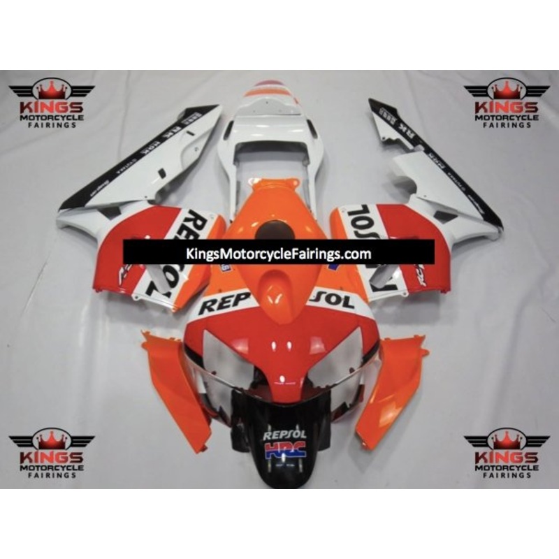 Honda CBR600RR (2003-2004) White, Orange & Red Repsol Fairings No Seat Cowl No Bolt Kit No Tank