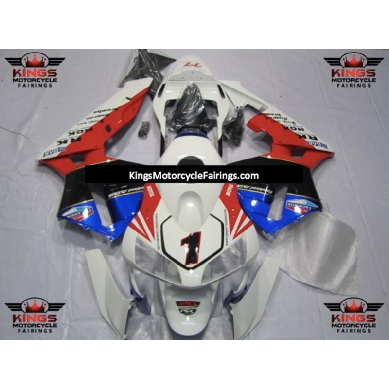 Honda CBR600RR (2003-2004) White, Red, Black & Blue TT Legends #1 Fairings No Seat Cowl No Bolt Kit No Tank