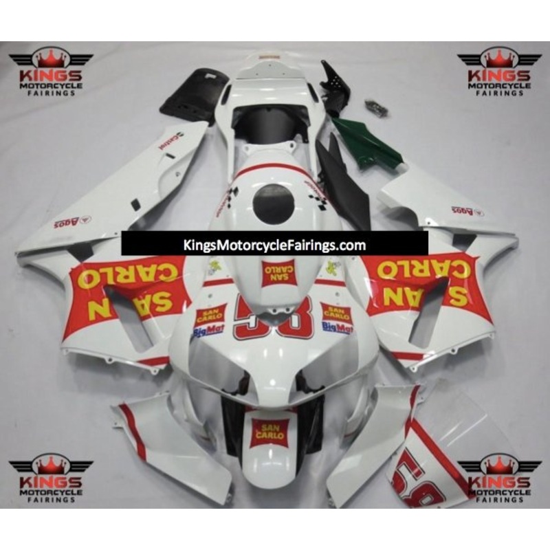 Honda CBR600RR (2003-2004) White, Red & Yellow San Carlo #58 Fairings No Seat Cowl No Bolt Kit No Tank