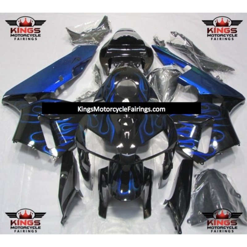 Honda CBR600RR (2005-2006) Black & Blue Flame Fairings No Seat Cowl No Bolt Kit No Tank