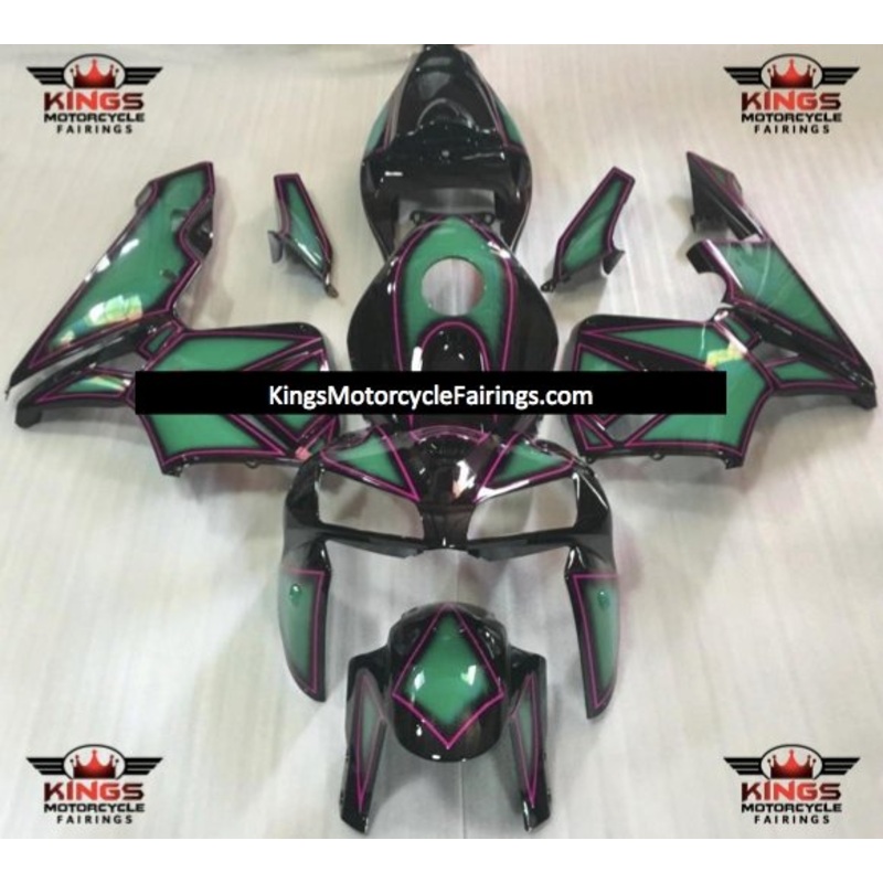 Honda CBR600RR (2005-2006) Black, Green & Pink Special Design Fairings No Seat Cowl No Bolt Kit No Tank