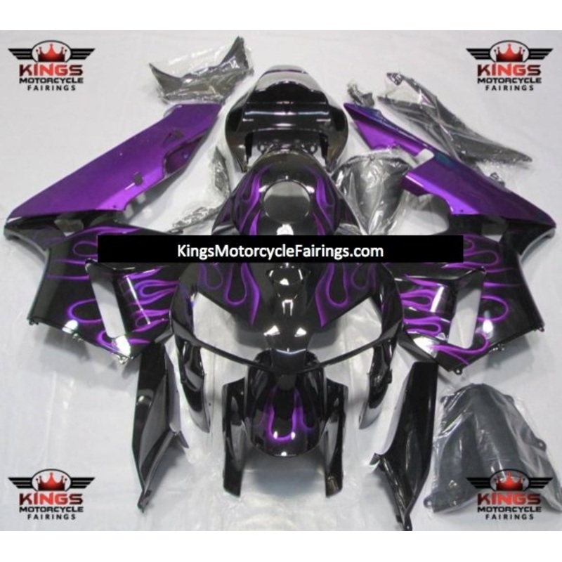 Honda CBR600RR (2005-2006) Black & Purple Flame Fairings No Seat Cowl No Bolt Kit No Tank