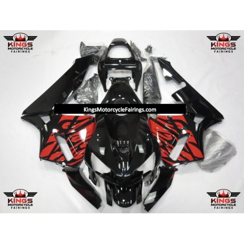 Honda CBR600RR (2005-2006) Black & Red Tribal Fairings No Seat Cowl No Bolt Kit No Tank