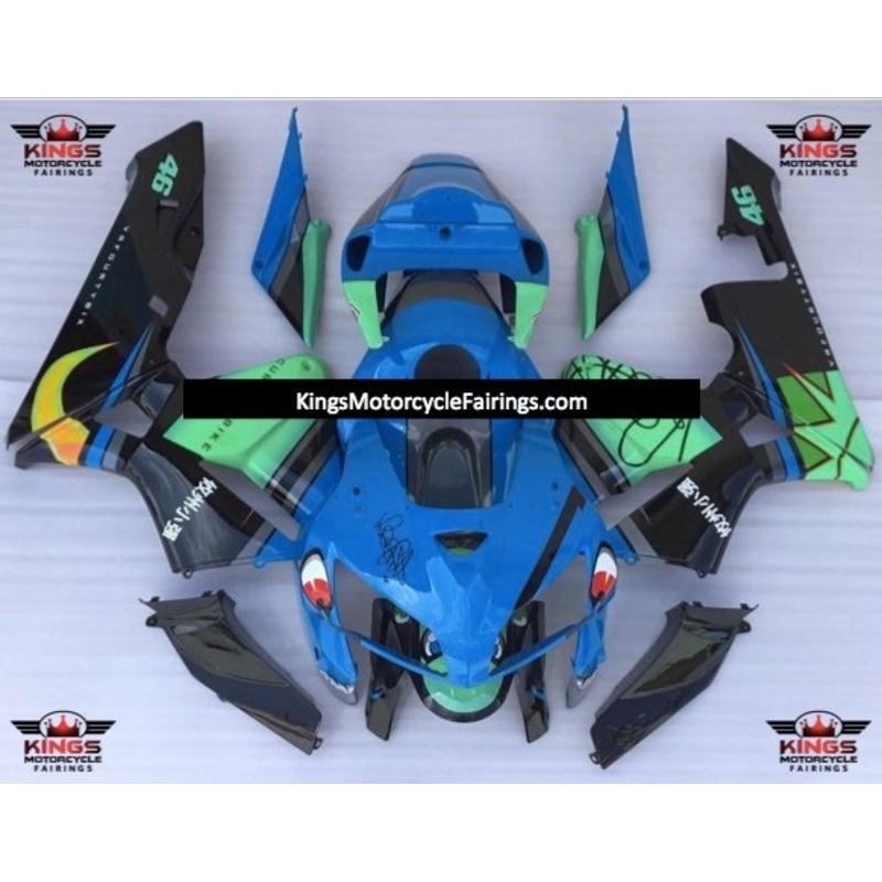 Honda CBR600RR (2005-2006) Blue, Black & Green Shark Fairings No Seat Cowl No Bolt Kit No Tank