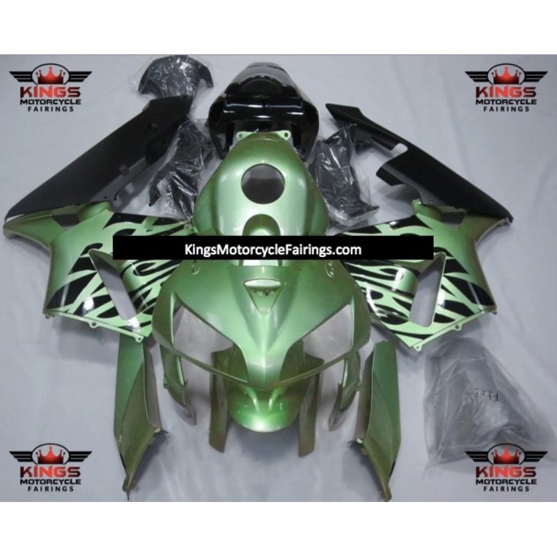 Honda CBR600RR (2005-2006) Green & Black Tribal Fairings No Seat Cowl No Bolt Kit No Tank