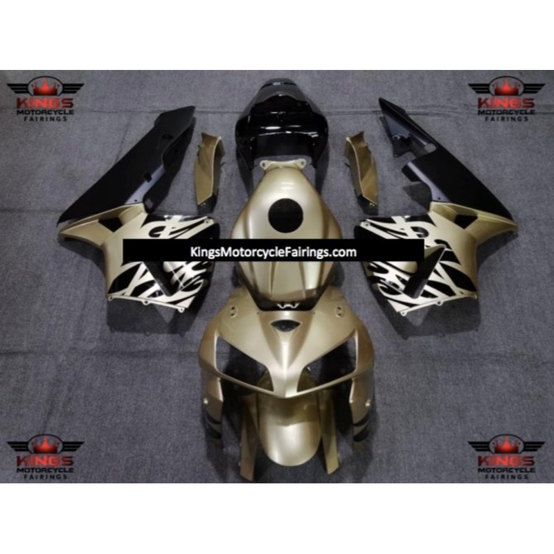 Honda CBR600RR (2005-2006) Light Gold & Black Tribal Fairings No Seat Cowl No Bolt Kit No Tank