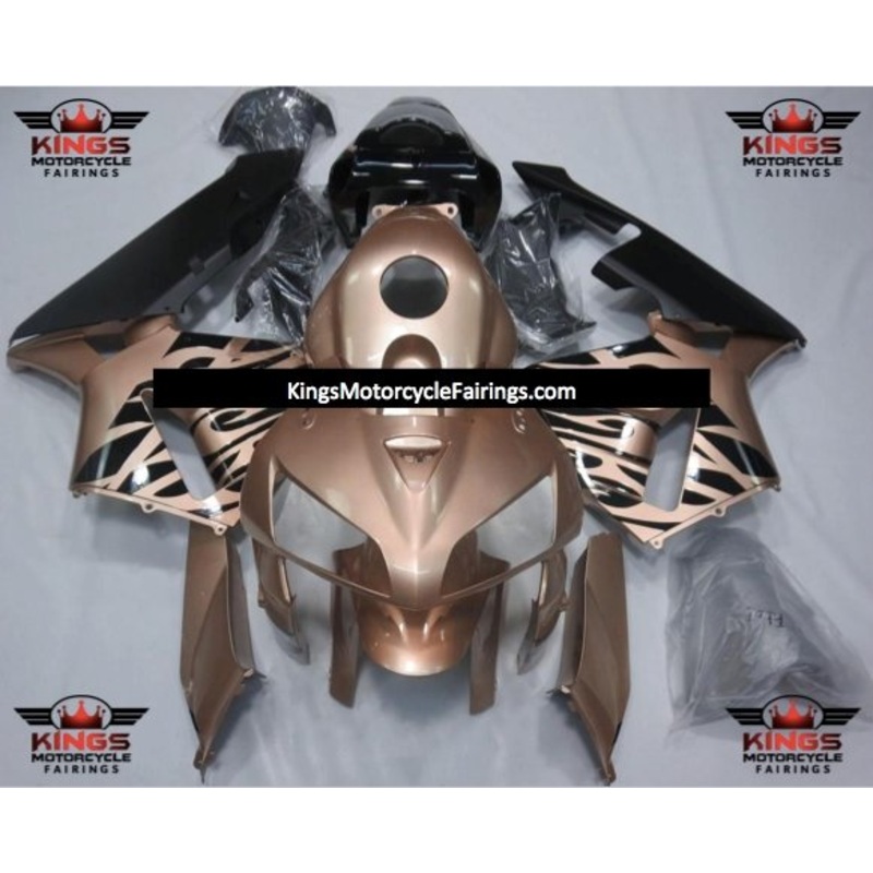 Honda CBR600RR (2005-2006) Light Rose Gold & Black Tribal Fairings No Seat Cowl No Bolt Kit No Tank