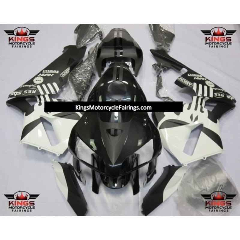Honda CBR600RR (2005-2006) Matte Black, Gloss Black & White Punisher Skull Fairings No Seat Cowl No Bolt Kit No Tank