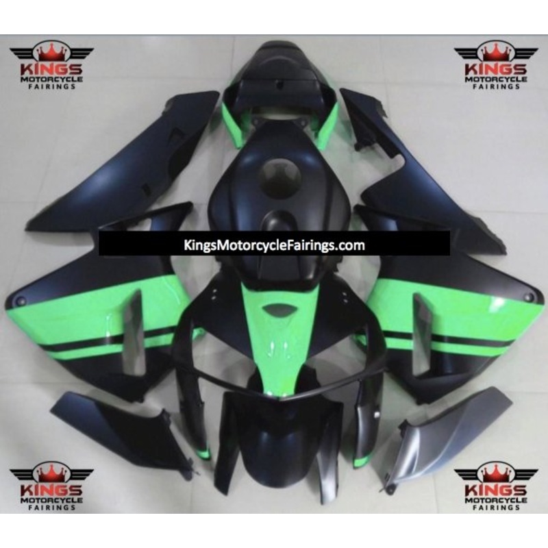 Honda CBR600RR (2005-2006) Matte Black & Green Fairings No Seat Cowl No Bolt Kit No Tank