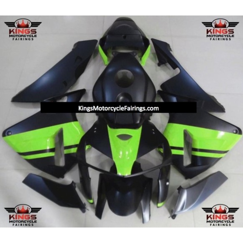 Honda CBR600RR (2005-2006) Matte Black & Neon Green Fairings No Seat Cowl No Bolt Kit No Tank