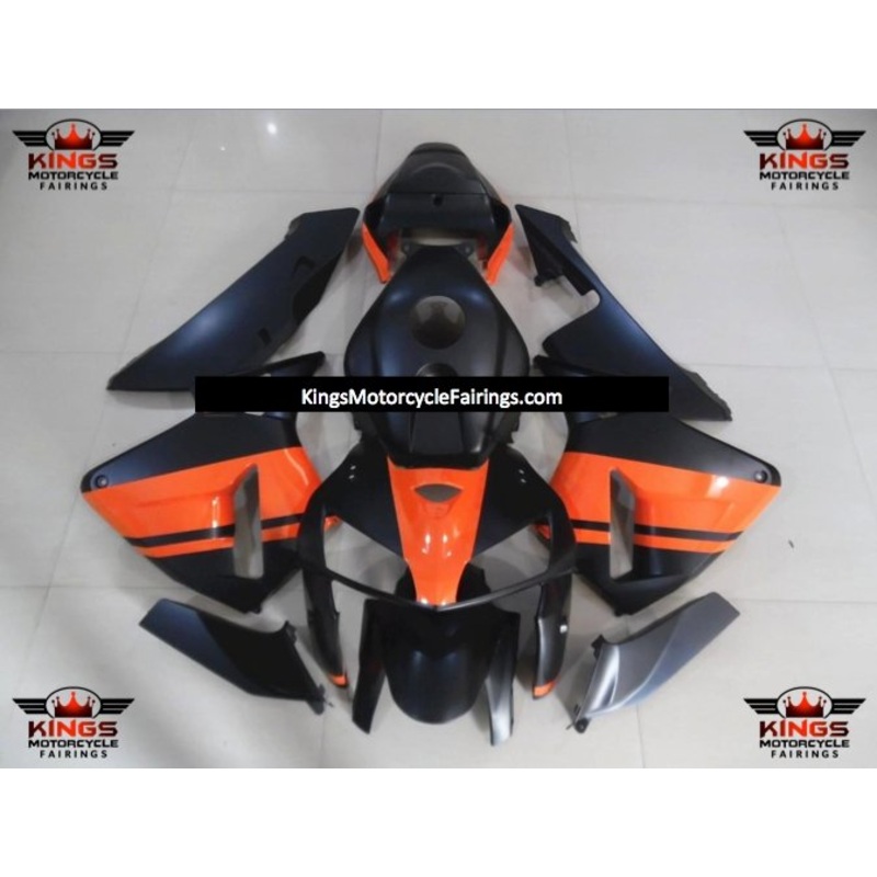 Honda CBR600RR (2005-2006) Matte Black & Orange Fairings No Seat Cowl No Bolt Kit No Tank