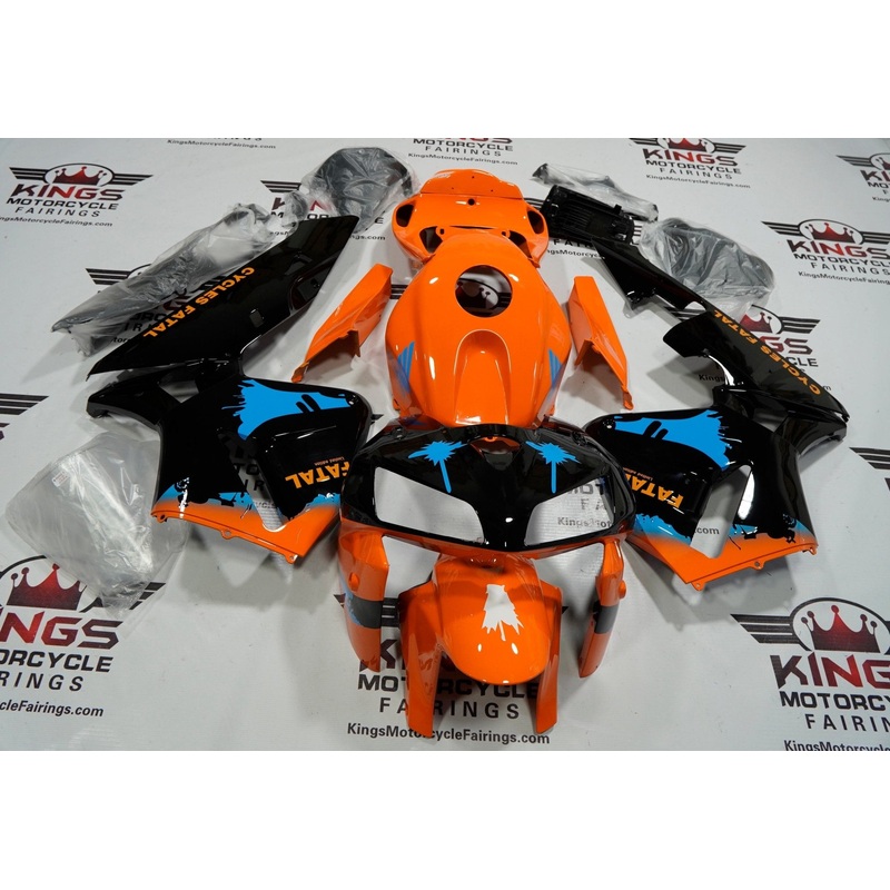Honda CBR600RR (2005-2006) Orange, Black, Blue Splatter Fairings No Seat Cowl No Bolt Kit No Tank