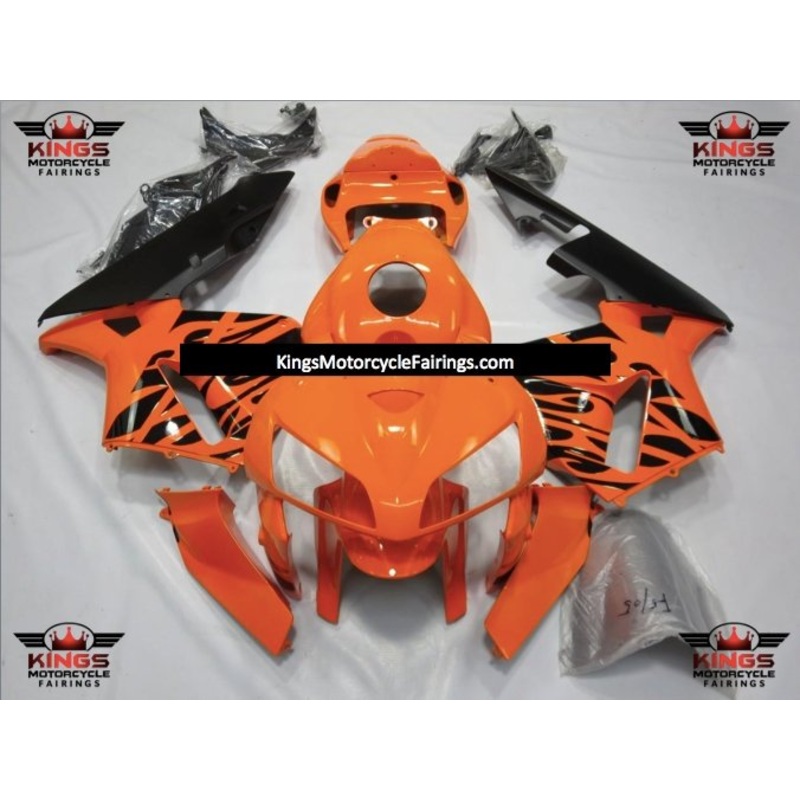 Honda CBR600RR (2005-2006) Orange & Black Tribal Fairings No Seat Cowl No Bolt Kit No Tank