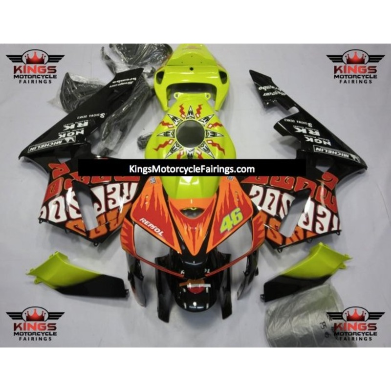 Honda CBR600RR (2005-2006) Orange, Neon Yellow & Black Rossi Fairings No Seat Cowl No Bolt Kit No Tank