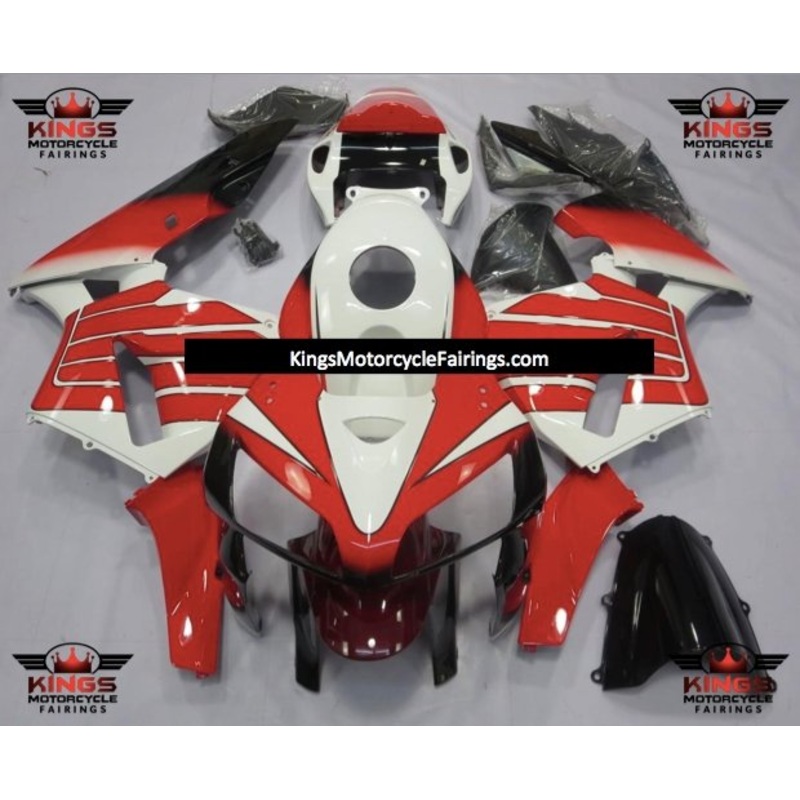 Honda CBR600RR (2005-2006) Red, White & Black Striped Wing Fairings No Seat Cowl No Bolt Kit No Tank