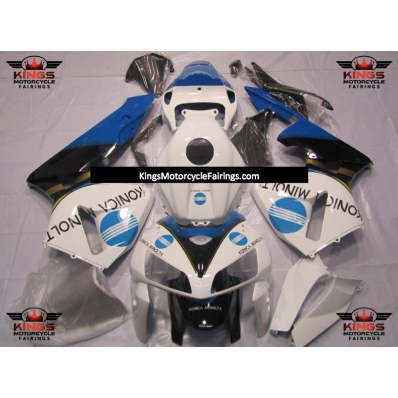 Honda CBR600RR (2005-2006) White, Black & Blue Konica Minolta Fairings No Seat Cowl No Bolt Kit No Tank