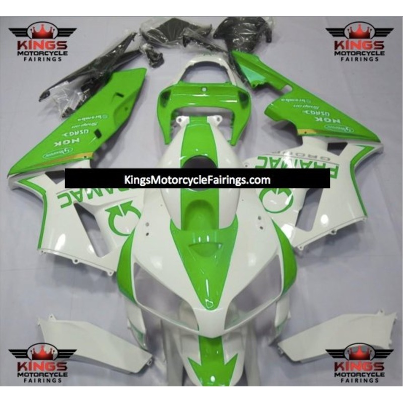 Honda CBR600RR (2005-2006) White & Green Pramac Fairings No Seat Cowl No Bolt Kit No Tank