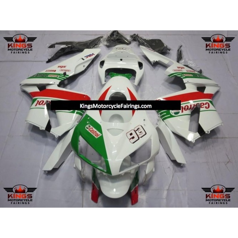 Honda CBR600RR (2005-2006) White, Green, Red Castrol Fairings No Seat Cowl No Bolt Kit No Tank