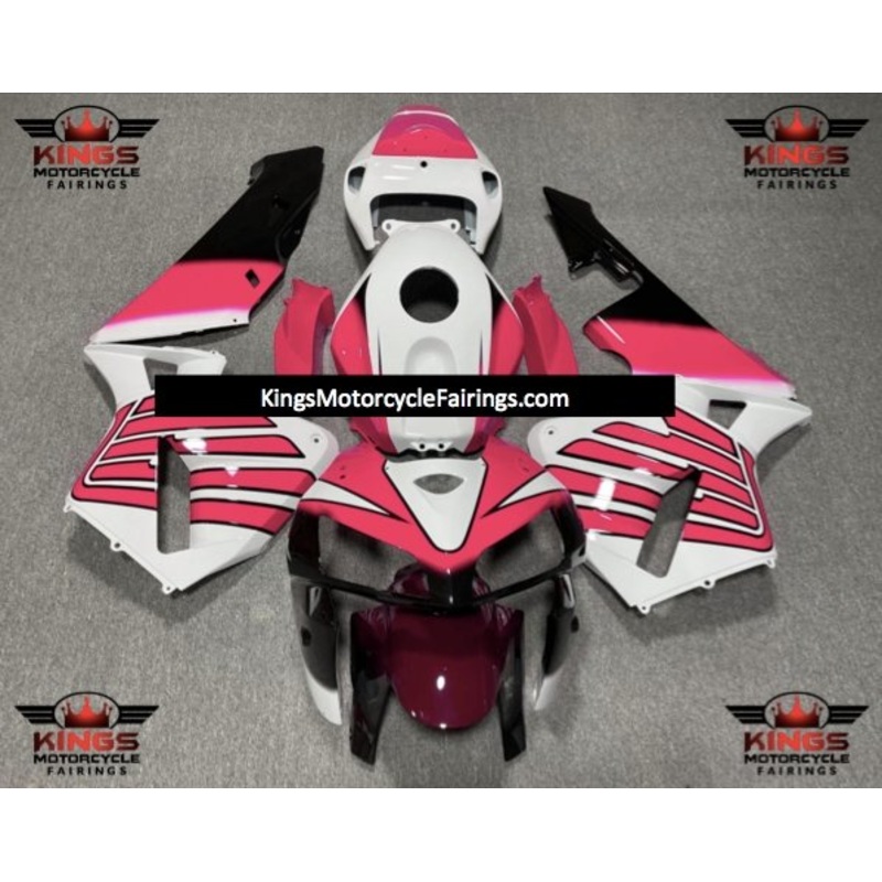 Honda CBR600RR (2005-2006) White, Pink & Black Striped Wing Fairings No Seat Cowl No Bolt Kit No Tank