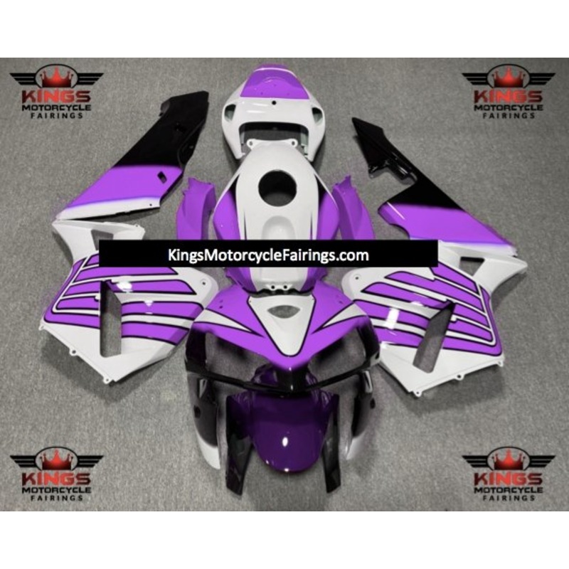 Honda CBR600RR (2005-2006) White, Purple & Black Striped Wing Fairings No Seat Cowl No Bolt Kit No Tank