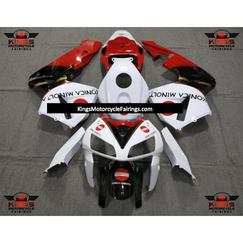 Honda CBR600RR (2005-2006) White, Red & Black Konica Minolta Fairings No Seat Cowl No Bolt Kit No Tank
