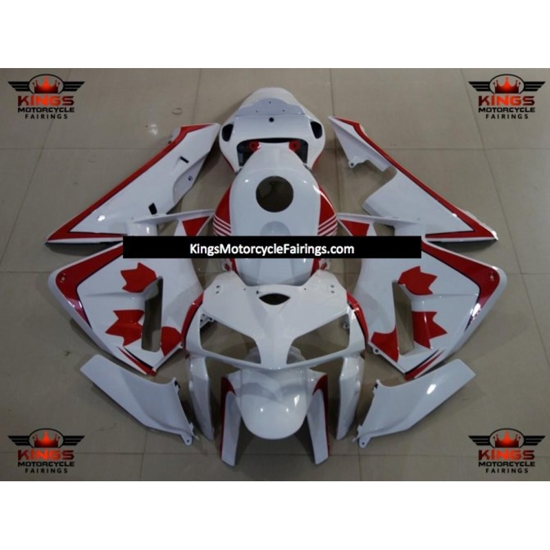 Honda CBR600RR (2005-2006) White & Red Canada Leaf Fairings No Seat Cowl No Bolt Kit No Tank