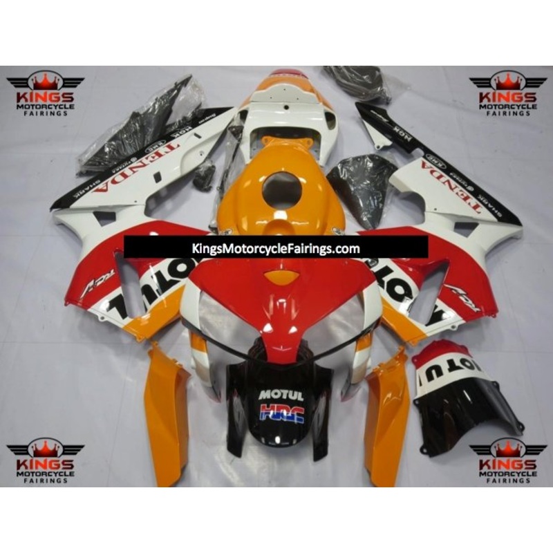 Honda CBR600RR (2005-2006) White, Red & Orange Repsol Fairings No Seat Cowl No Bolt Kit No Tank