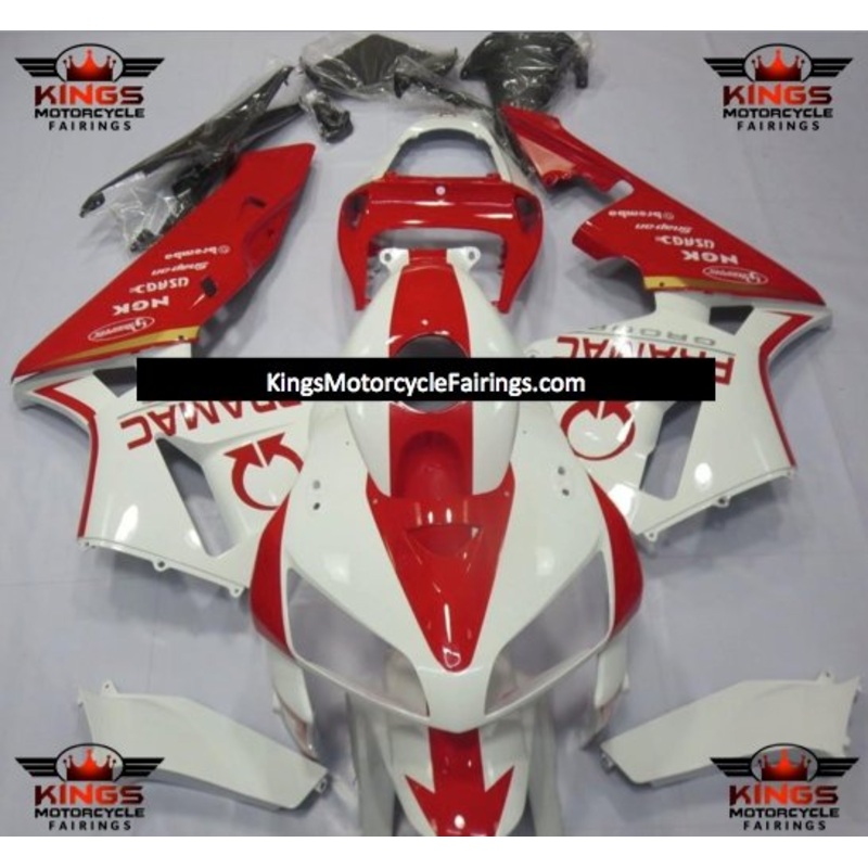 Honda CBR600RR (2005-2006) White & Red Pramac Fairings No Seat Cowl No Bolt Kit No Tank