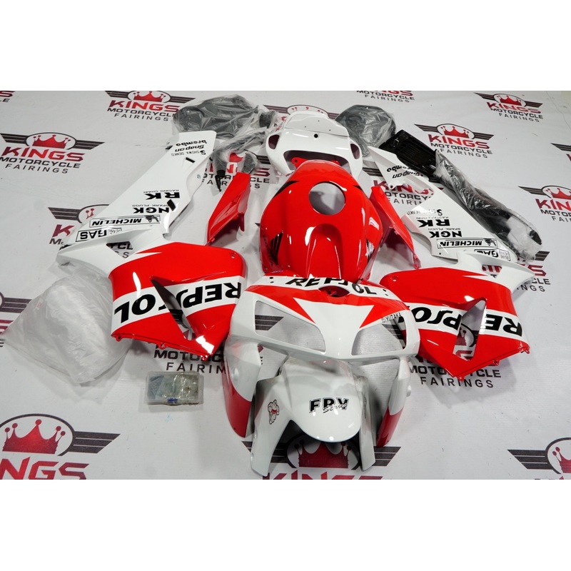 Honda CBR600RR (2005-2006) White & Red Repsol Fairings No Seat Cowl No Bolt Kit No Tank