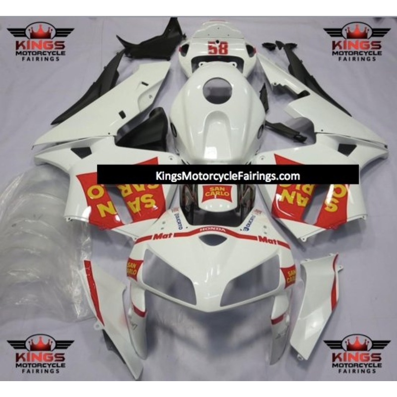 Honda CBR600RR (2005-2006) White, Red & Yellow San Carlo Fairings No Seat Cowl No Bolt Kit No Tank