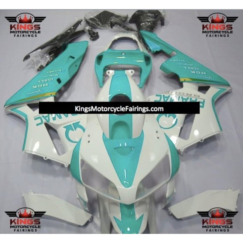 Honda CBR600RR (2005-2006) White & Teal Blue Pramac Fairings No Seat Cowl No Bolt Kit No Tank