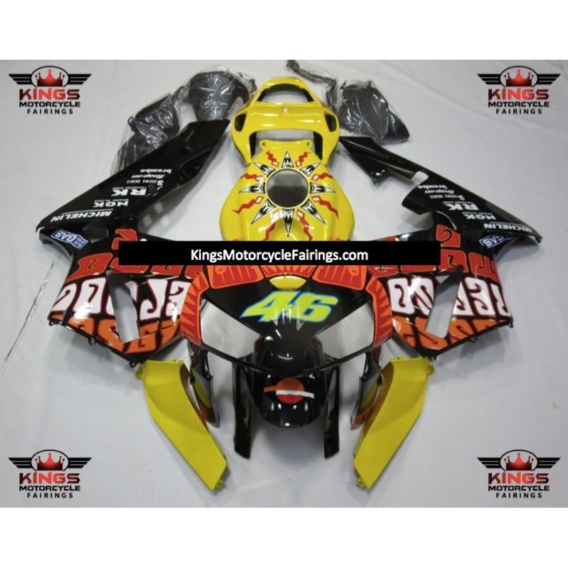 Honda CBR600RR (2005-2006) Yellow, Black & Orange Rossi Fairings No Seat Cowl No Bolt Kit No Tank