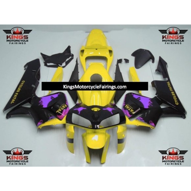 Honda CBR600RR (2005-2006) Yellow, Black & Purple Splatter Fairings No Seat Cowl No Bolt Kit No Tank
