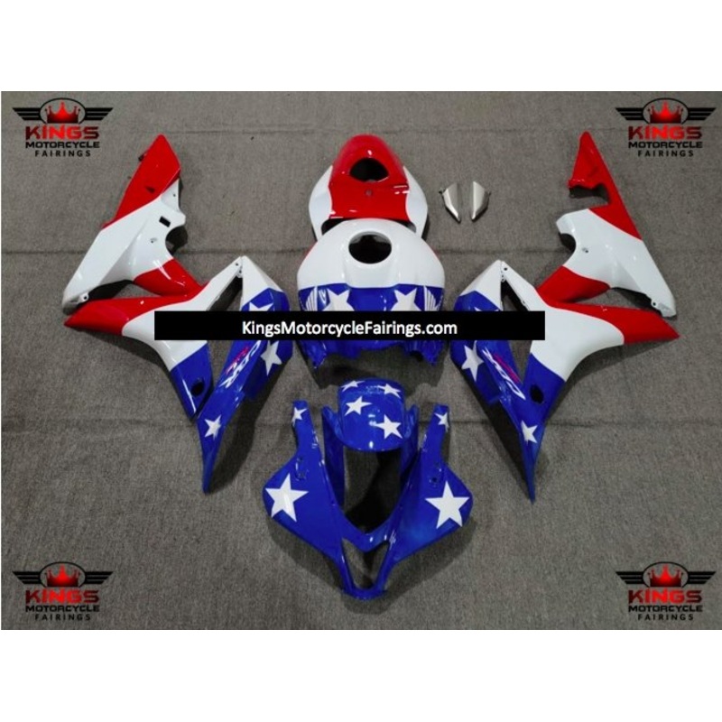 Honda CBR600RR (2007-2008) American Flag, Red, White & Blue Fairings No Seat Cowl No Bolt Kit No Tank