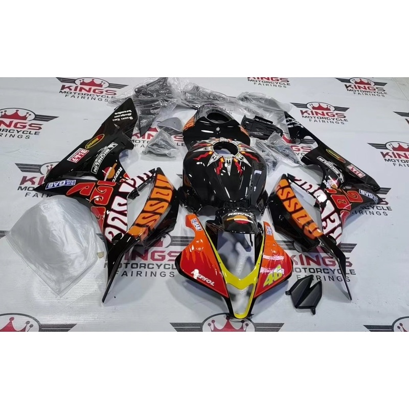 Honda CBR600RR (2007-2008) Black & Orange Rossi #46 Fairings No Seat Cowl No Bolt Kit No Tank