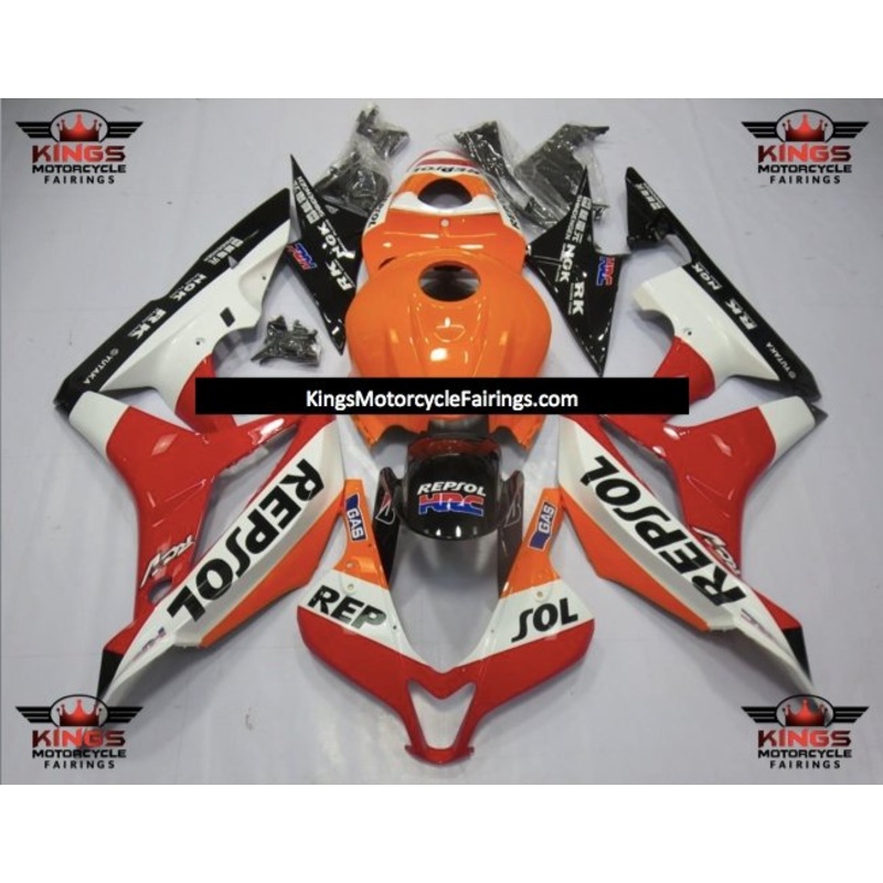Honda CBR600RR (2007-2008) Red, White, Orange & Black Repsol Fairings No Seat Cowl No Bolt Kit No Tank