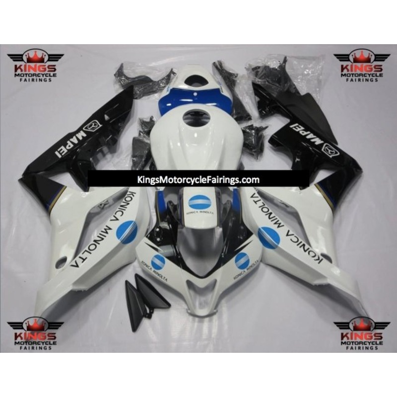 Honda CBR600RR (2007-2008) White, Blue & Black Konica Minolta Fairings No Seat Cowl No Bolt Kit No Tank