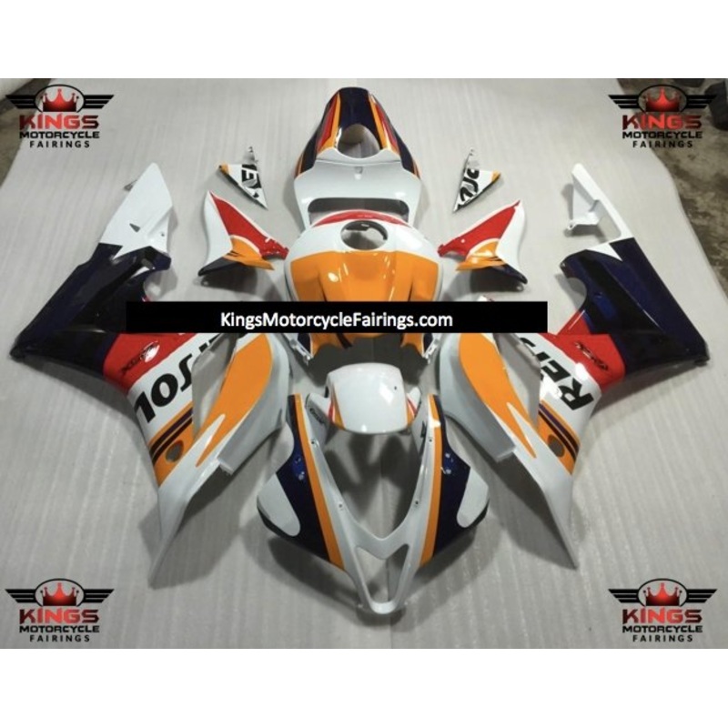 Honda CBR600RR (2007-2008) White, Dark Blue, Yellow & Red Repsol Fairings No Seat Cowl No Bolt Kit No Tank