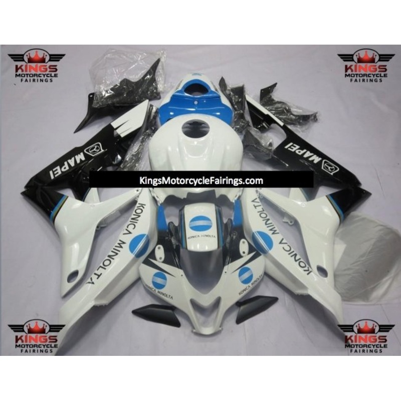 Honda CBR600RR (2007-2008) White, Light Blue & Black Konica Minolta Fairings No Seat Cowl No Bolt Kit No Tank